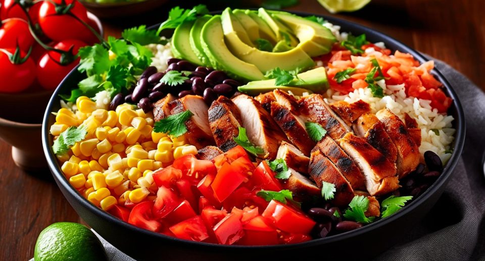 Create your own tasty chicken burrito bowls.