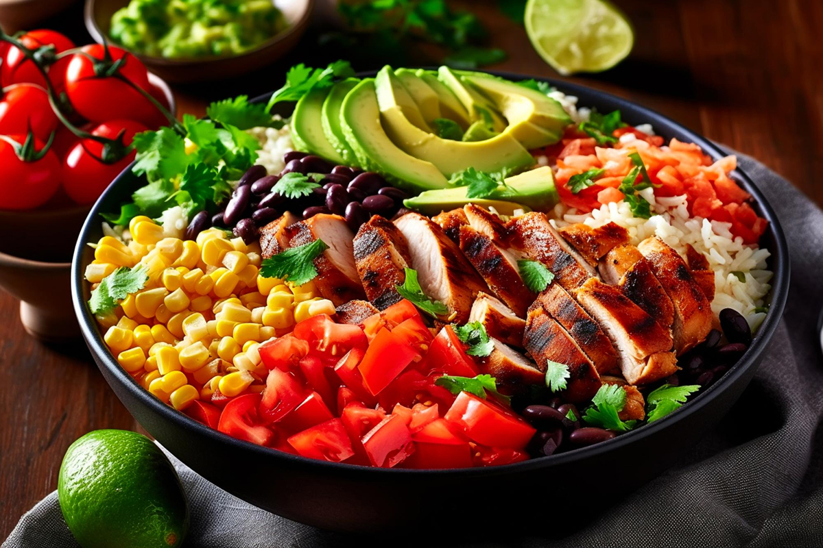 Create your own tasty chicken burrito bowls